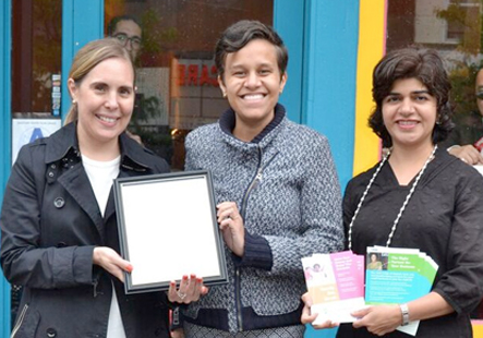 women holding documents about banking